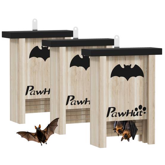 Sans Marque - Lot de 3 nichoirs à chauves-souris, abris pour jardins, vergers, fermes, faciles à suspendre, 18 x 6 x 22,5 cm - Image 1