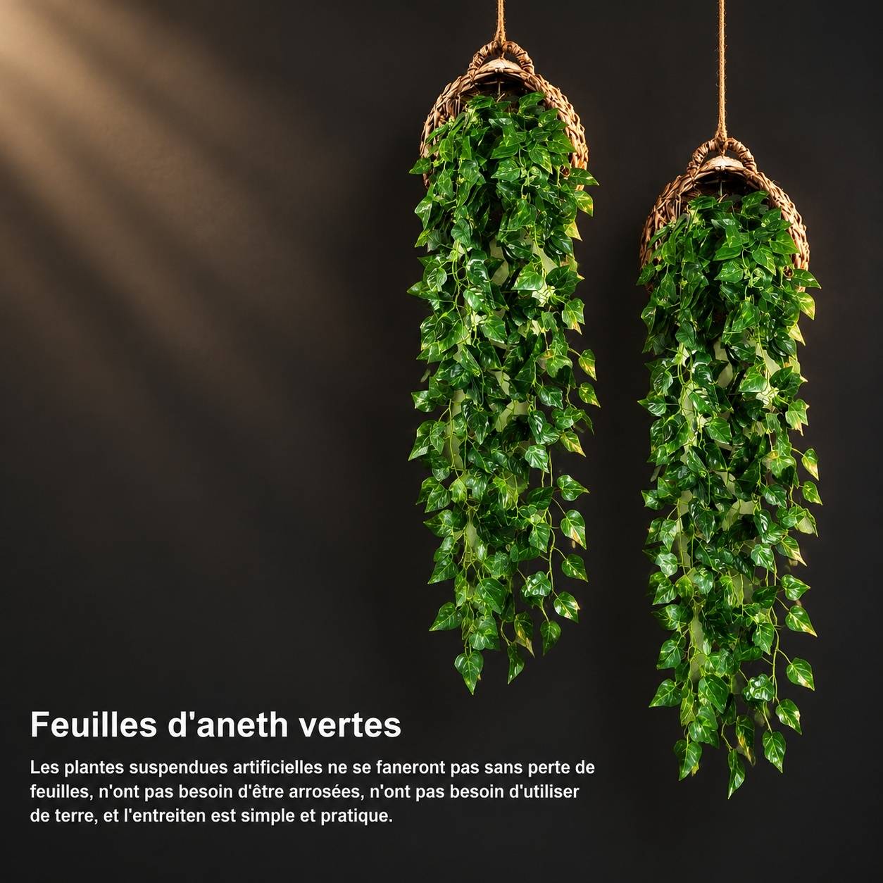 Lot de 2 Plantes de Lierre Artificiel Suspendu Intérieur Extérieur Résistant Faible Entretien - Image 6