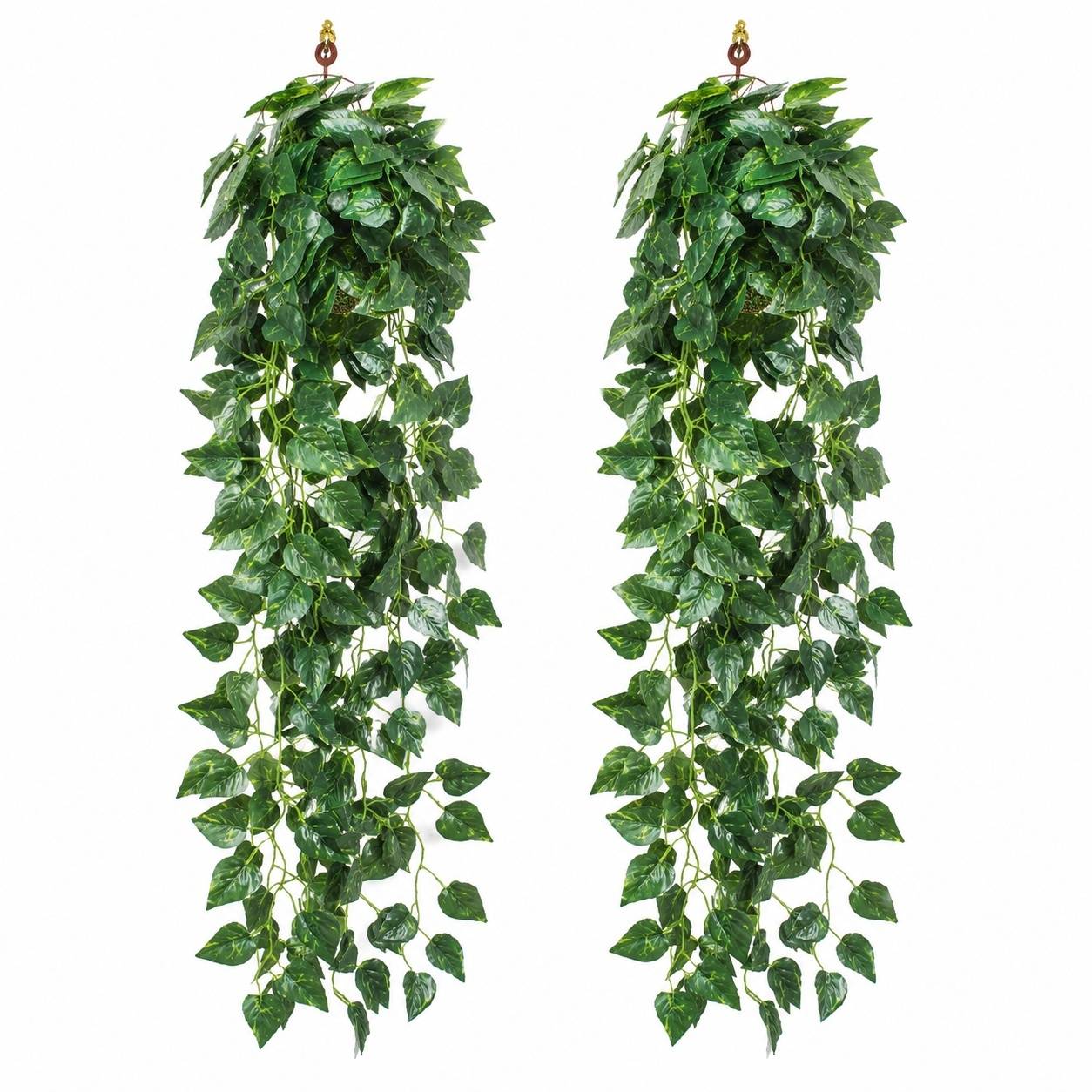 Lot de 2 Plantes de Lierre Artificiel Suspendu Intérieur Extérieur Résistant Faible Entretien - Image 1