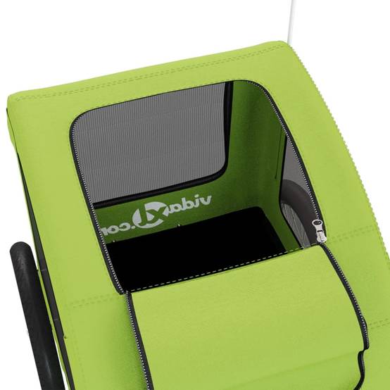 Remorque de vélo pour animaux fer et tissu Oxford vert 125 x 63 x 66 cm - PANGIVO - Image 10