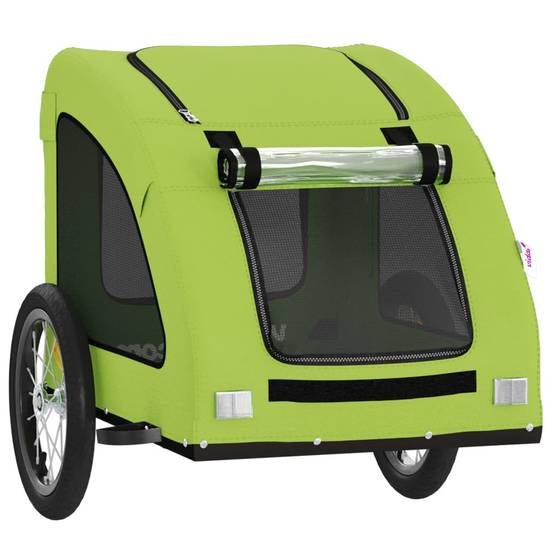 Remorque de vélo pour animaux fer et tissu Oxford vert 125 x 63 x 66 cm - PANGIVO - Image 5