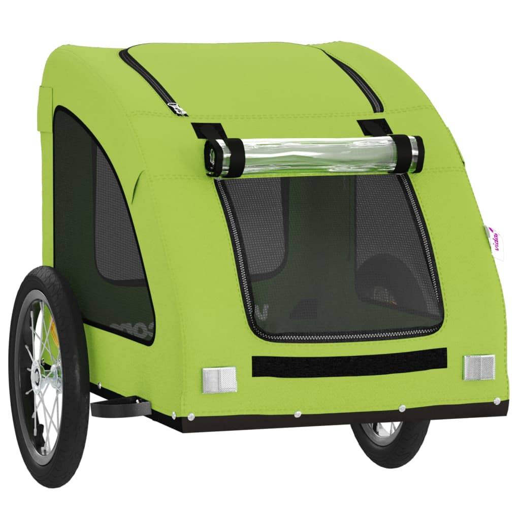 Remorque de vélo pour animaux fer et tissu Oxford vert 125 x 63 x 66 cm - PANGIVO - Image 5