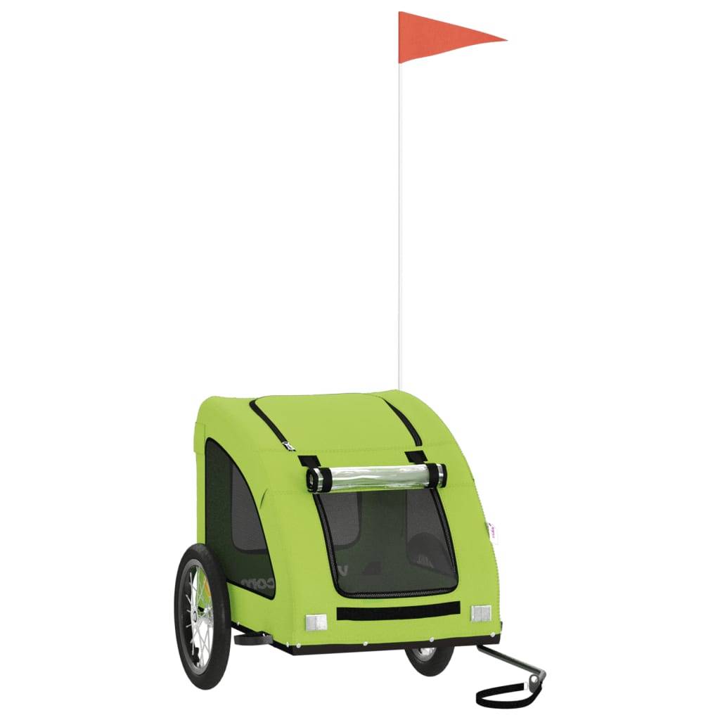 Remorque de vélo pour animaux fer et tissu Oxford vert 125 x 63 x 66 cm - PANGIVO - Image 2