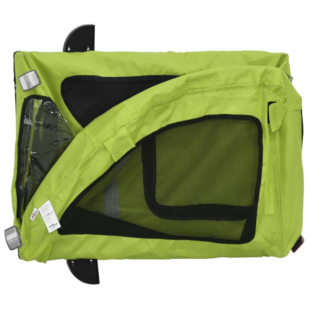 Remorque de vélo pour animaux fer et tissu Oxford vert 125 x 63 x 66 cm - PANGIVO - Image 9