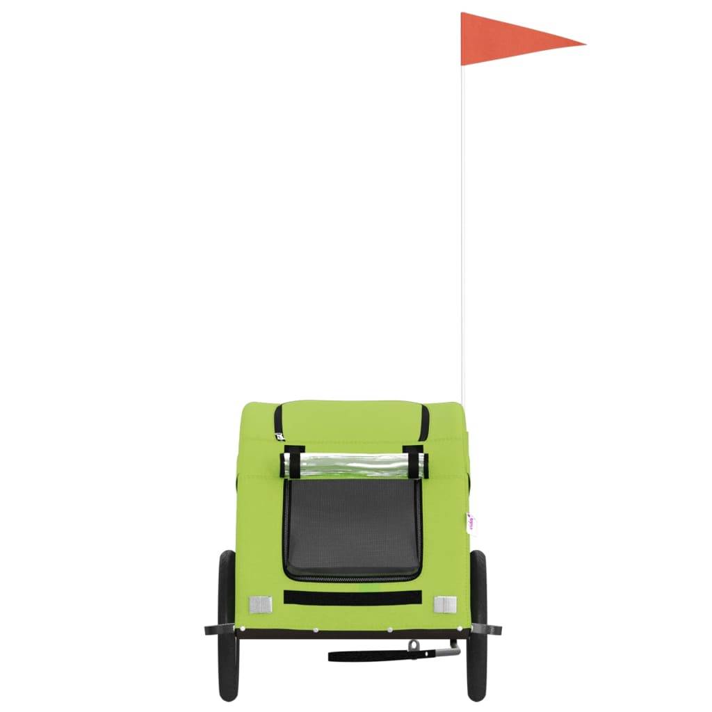 Remorque de vélo pour animaux fer et tissu Oxford vert 125 x 63 x 66 cm - PANGIVO - Image 4