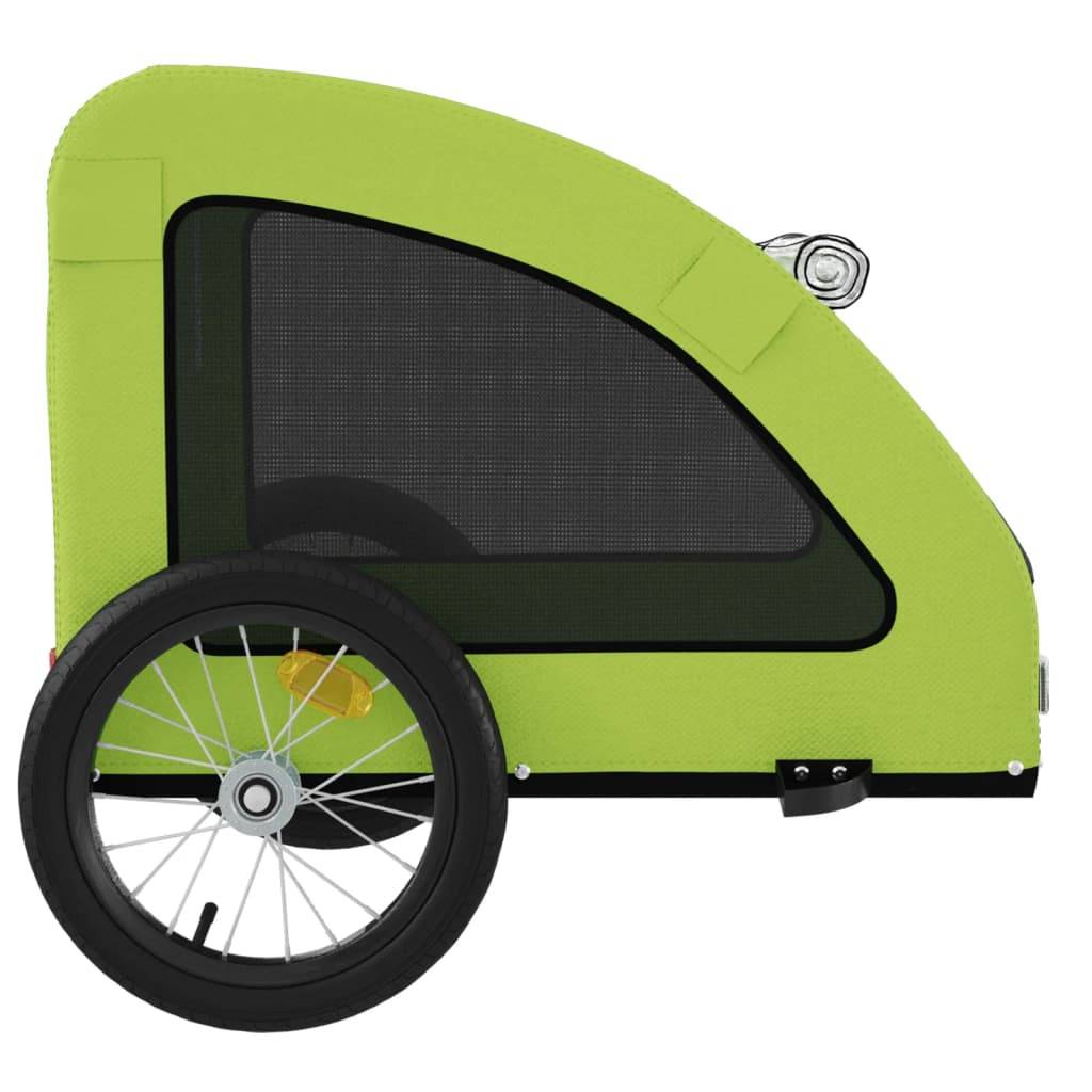 Remorque de vélo pour animaux fer et tissu Oxford vert 125 x 63 x 66 cm - PANGIVO - Image 7