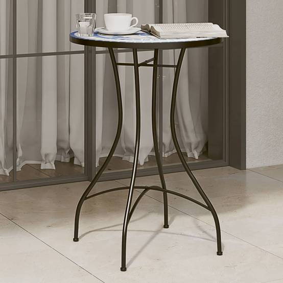 Maison Chic - Table de jardin - Table de bistro mosaïque bleu et blanc Ø50x70 cm céramique MP740 - Image 2