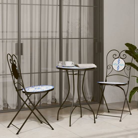 Maison Chic - Table de jardin - Table de bistro mosaïque bleu et blanc Ø50x70 cm céramique MP740 - Image 3