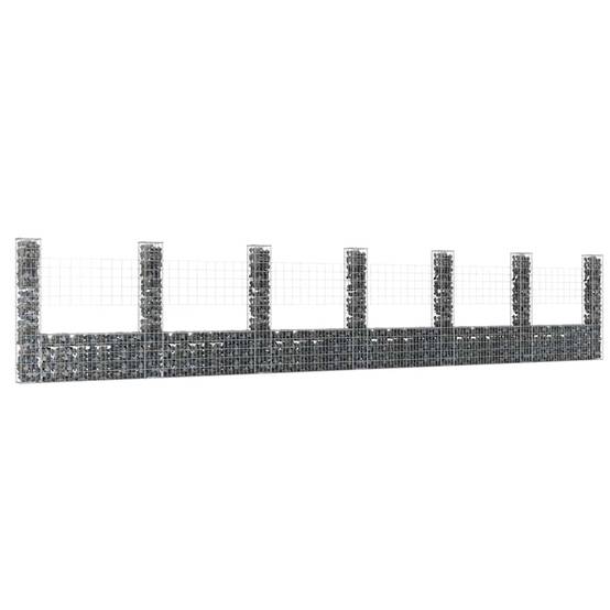 Cage Gabion Métal Extérieur Clôture Stable 740x20x150cm Argenté - ComfortXL Outdoor Living - Image 1