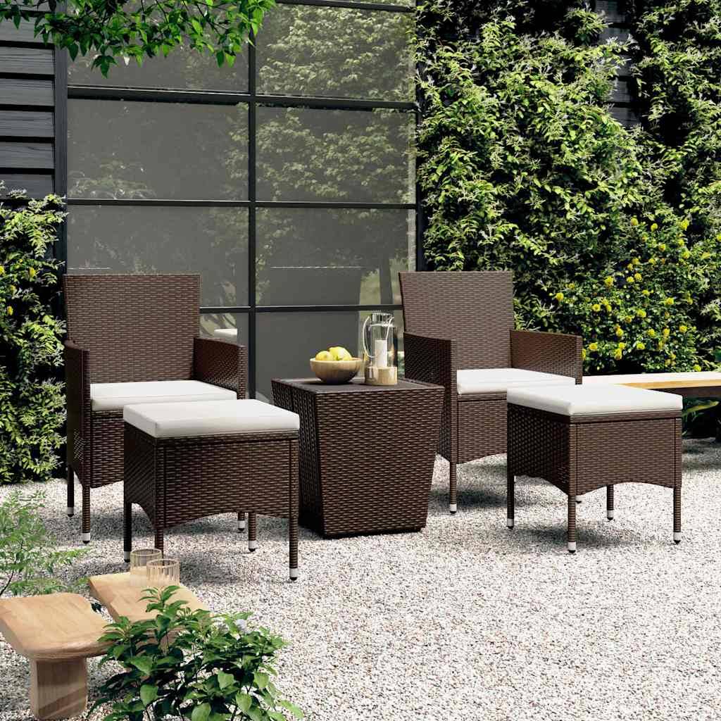 Vidaxl - Ensemble de bistro de jardin 5 pcs-Salons de jardin poly rotin et verre trempé
