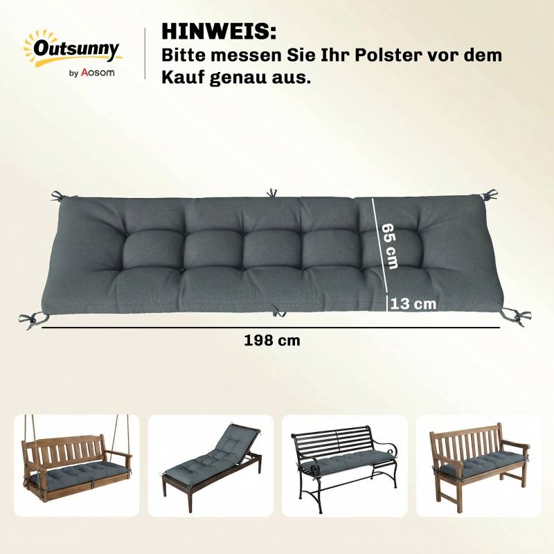 Coussin transat polyester pour jardin déperlant avec attaches 198x65x13cm Gris foncé - ComfortXL Outdoor Living - Image 3