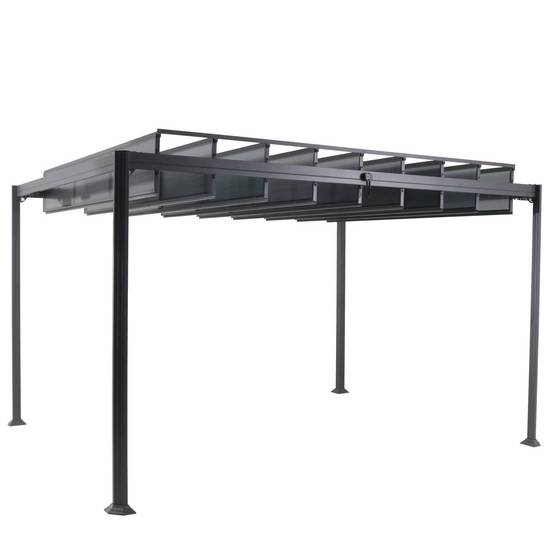 Hesperide - Pergola "Belize" graphite 3,8x3m en aluminium traité époxy - Hespéride - Image 2
