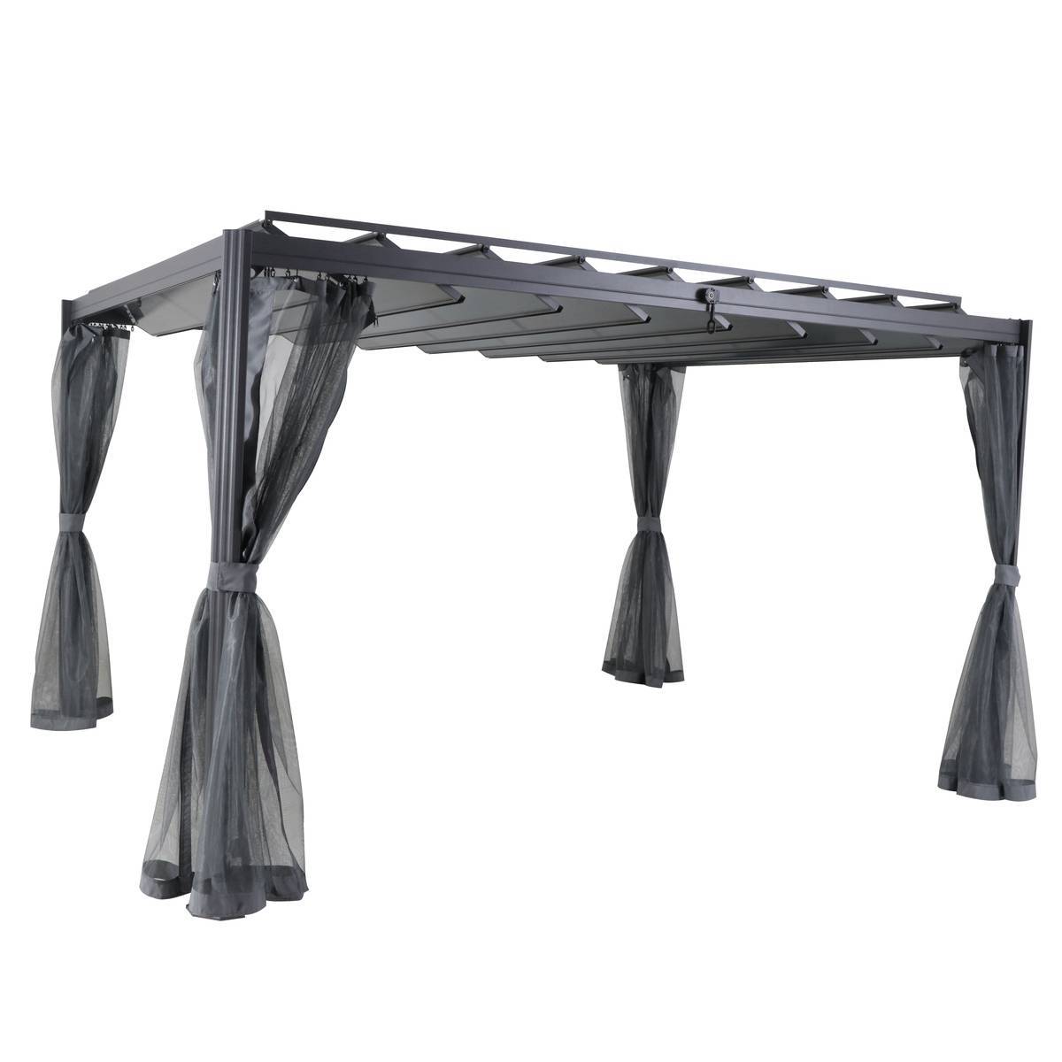 Hesperide - Pergola "Belize" graphite 3,8x3m en aluminium traité époxy - Hespéride - Image 5