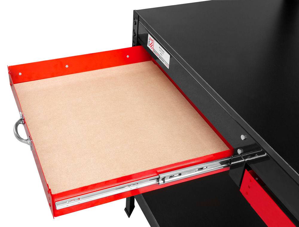 Etabli métallique 1210 x 610 mm 2 tiroirs + fond MDF perforé + 20 crochets Holzmann - Image 2
