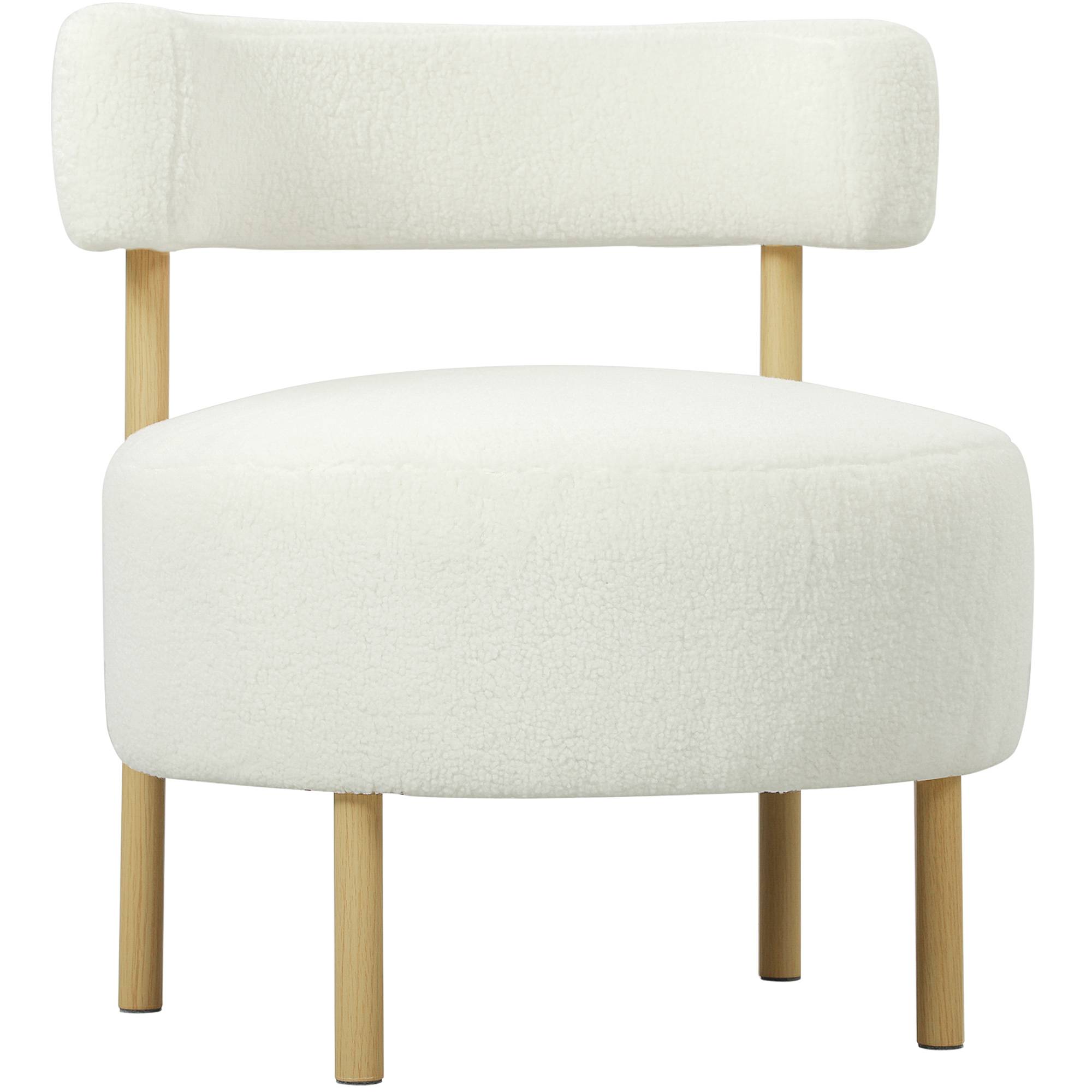 Canapé 1 place en tissu bouclette, fauteuil de salon rembourré avec dossier incurvé, assise large, 67x67x71cm, crème - Image 2