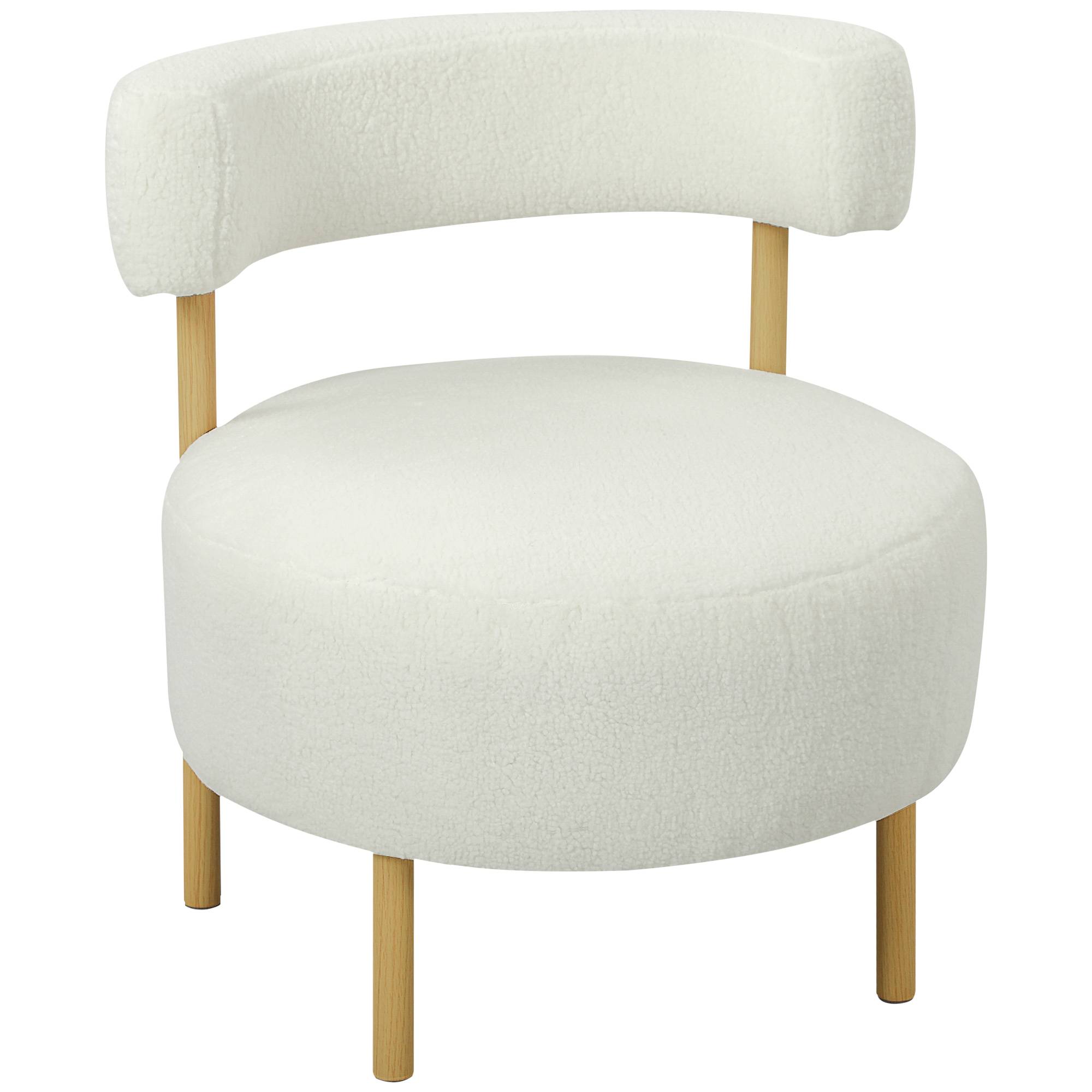 Canapé 1 place en tissu bouclette, fauteuil de salon rembourré avec dossier incurvé, assise large, 67x67x71cm, crème - Image 1