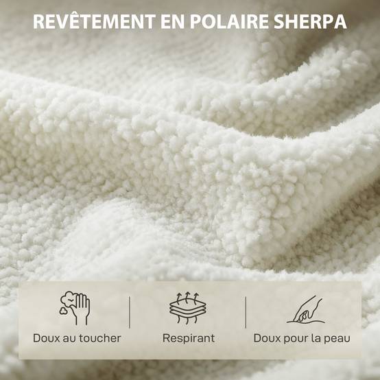 Canapé 1 place en tissu bouclette, fauteuil de salon rembourré avec dossier incurvé, assise large, 67x67x71cm, crème - Image 8
