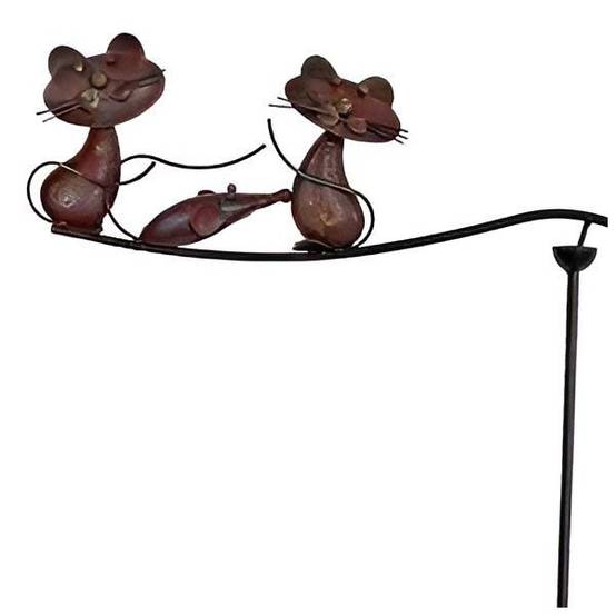 La Grande Prairie - Mobile de jardin en fer 2 chats 1 souris La Grande Prairie - Image 2