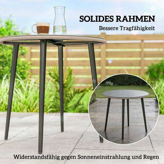 ComfortXL - Table de jardin en acier et verre trempé gris 80 cm pour 4 personnes pieds réglables - ComfortXL Outdoor Living - Image 7