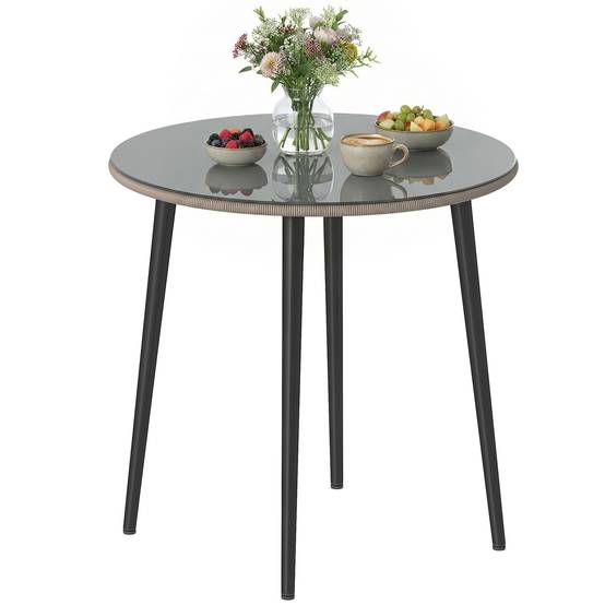 ComfortXL - Table de jardin en acier et verre trempé gris 80 cm pour 4 personnes pieds réglables - ComfortXL Outdoor Living - Image 1