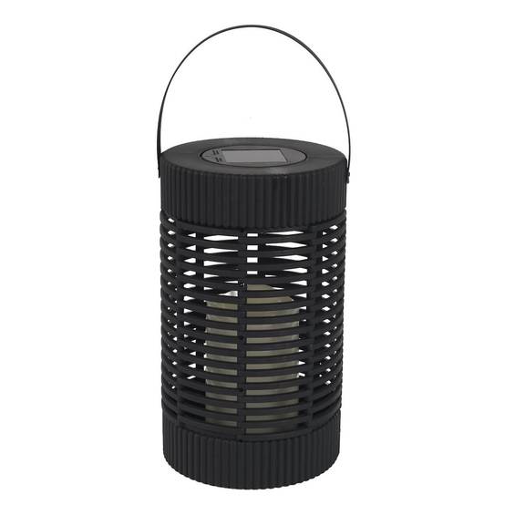 Lanterne solaire led effet bougie, en polypropylène noir avec anse (H23 cm) - - Image 1
