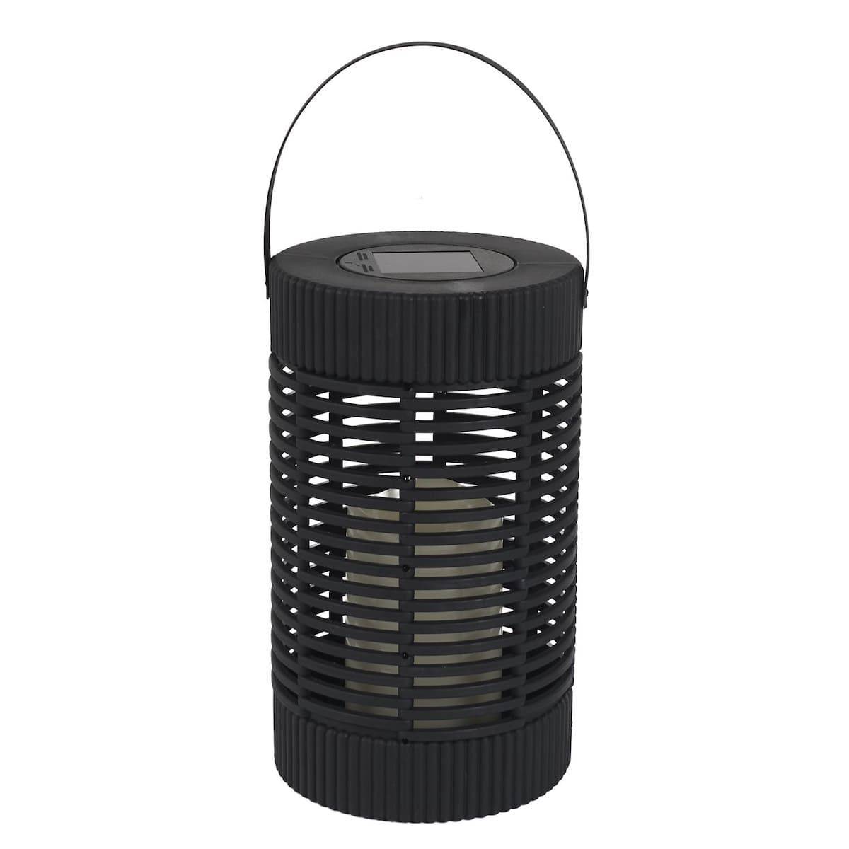 Lanterne solaire led effet bougie, en polypropylène noir avec anse (H23 cm) - - Image 1
