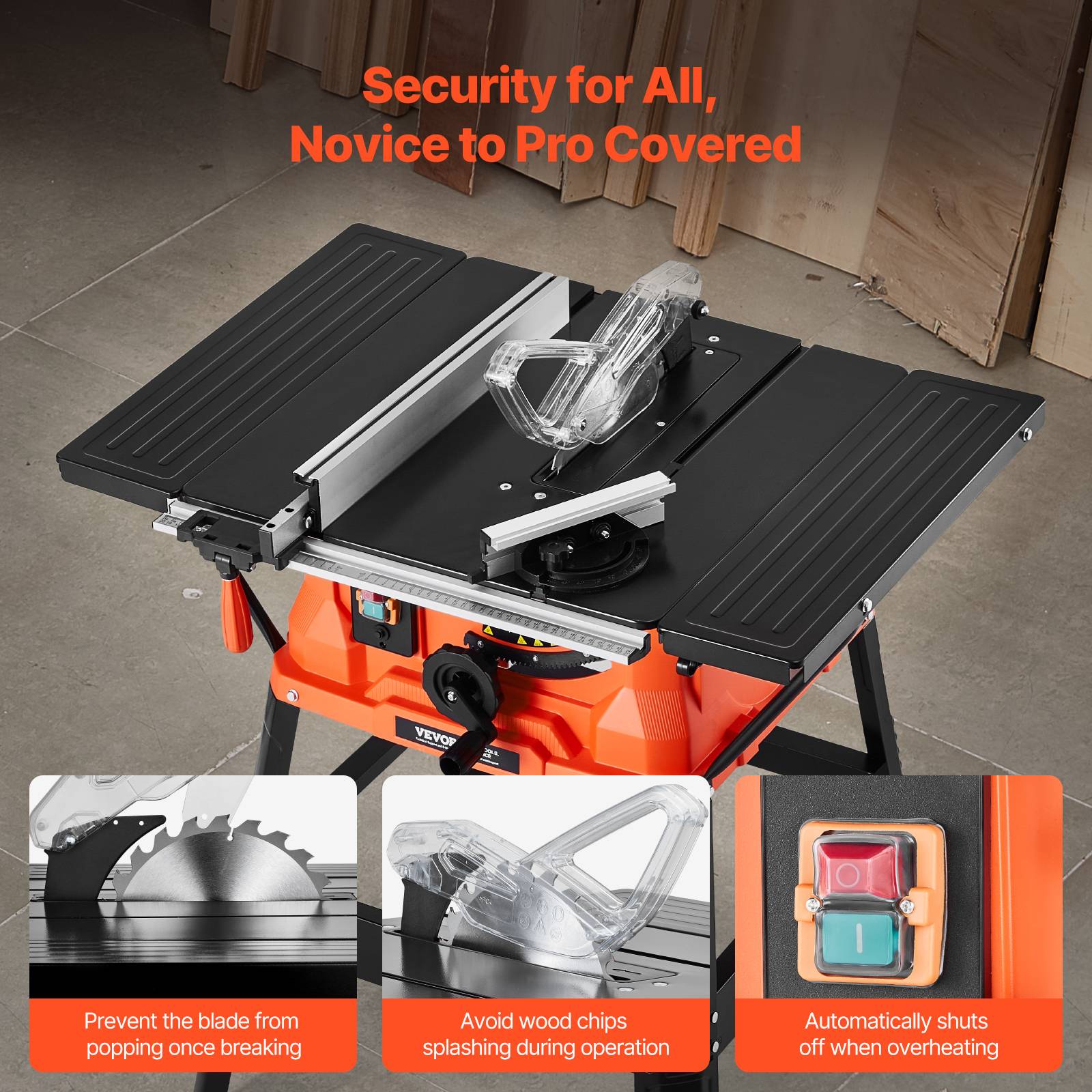 Vevor - VEVOR Scie circulaire sur table 254 mm avec support compacte portable 1800W, capacité max 200 mm. - Image 5