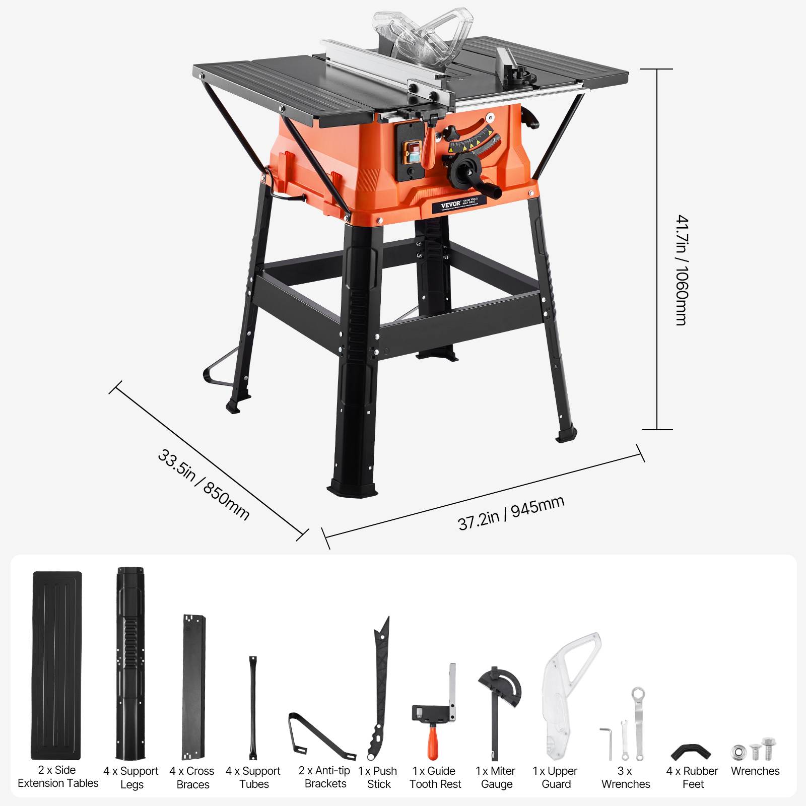 Vevor - VEVOR Scie circulaire sur table 254 mm avec support compacte portable 1800W, capacité max 200 mm. - Image 7
