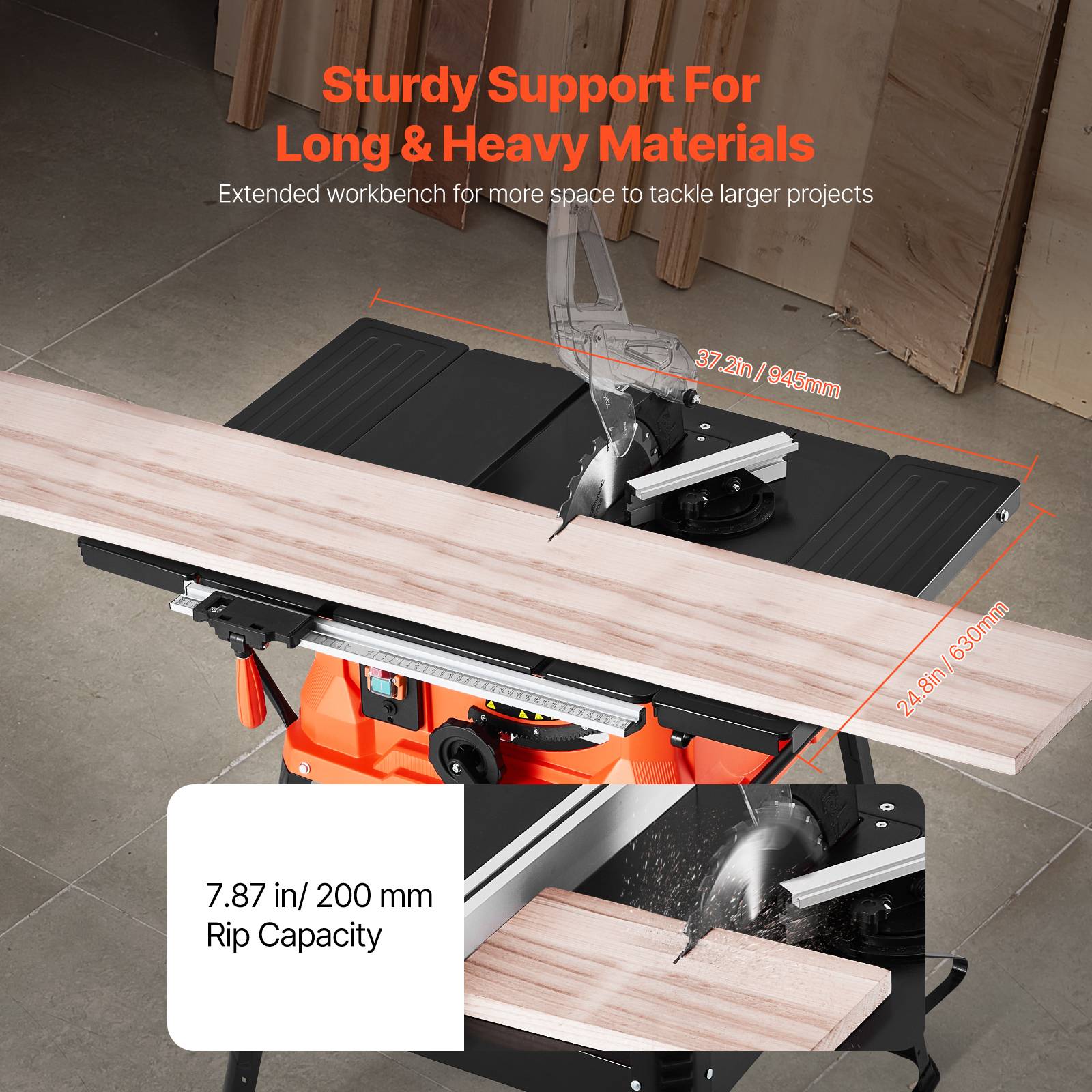 Vevor - VEVOR Scie circulaire sur table 254 mm avec support compacte portable 1800W, capacité max 200 mm. - Image 3
