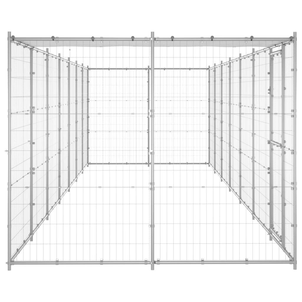 Helloshop26 - Chenil extérieur cage enclos parc animaux chien extérieur acier galvanisé avec toit 16,94 m² - Image 4