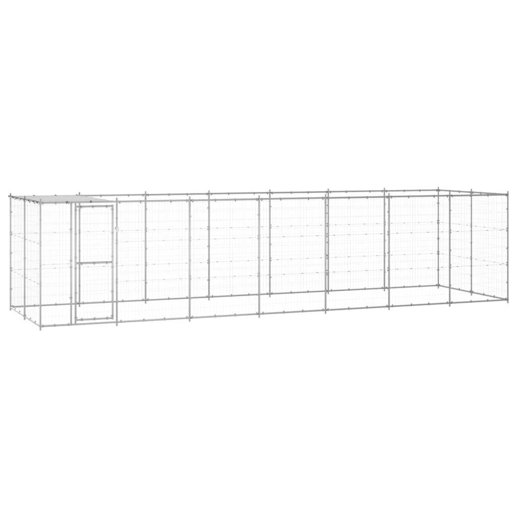Helloshop26 - Chenil extérieur cage enclos parc animaux chien extérieur acier galvanisé avec toit 16,94 m² - Image 1