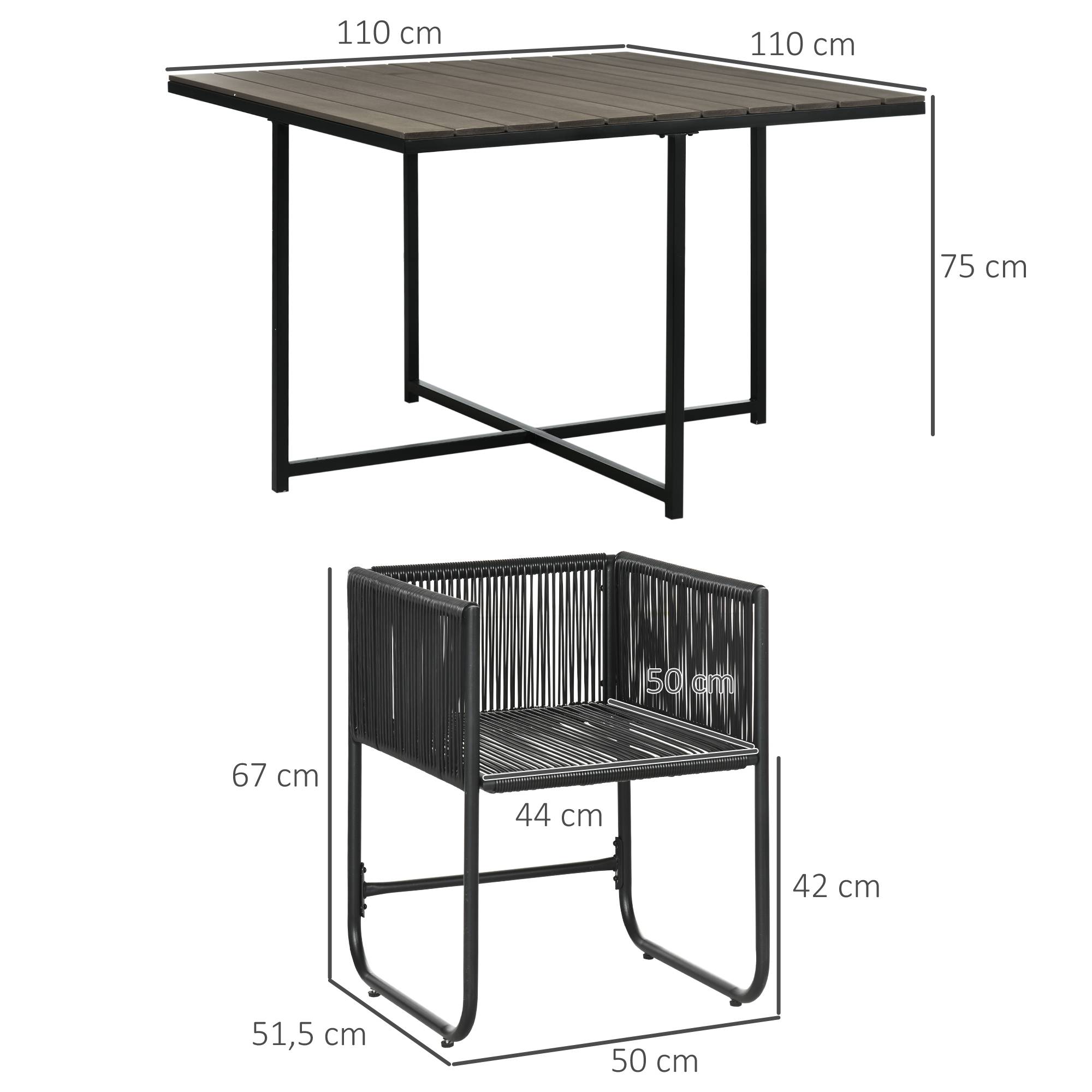 Outsunny - Ensemble salon de jardin encastrable 4 personnes 5 pièces - coussins déhoussables - métal résine filaire noir gris - Outsunny - Image 3