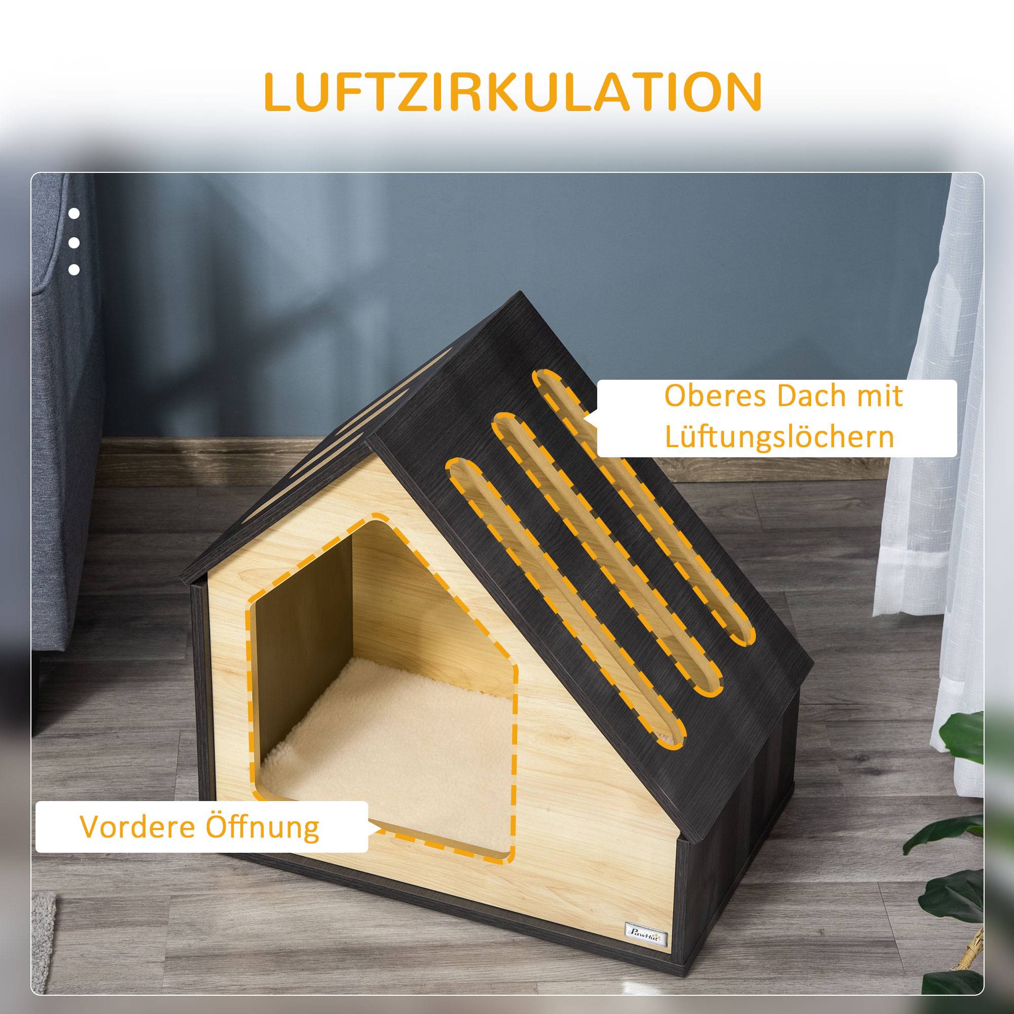 Niche d'intérieur pour chien bois MDF marron 60 x 40 x 59.2 cm - PANGIVO - Image 7
