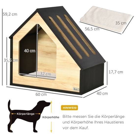 Niche d'intérieur pour chien bois MDF marron 60 x 40 x 59.2 cm - PANGIVO - Image 5