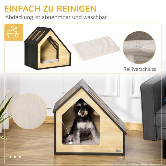 Niche d'intérieur pour chien bois MDF marron 60 x 40 x 59.2 cm - PANGIVO - Image 6