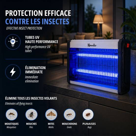 Lampe Anti Moustique Intérieur Extérieur 2500V Technologie LED 14W Surface 120m² Elimine Mouches Moucherons & Insectes volants - Image 2