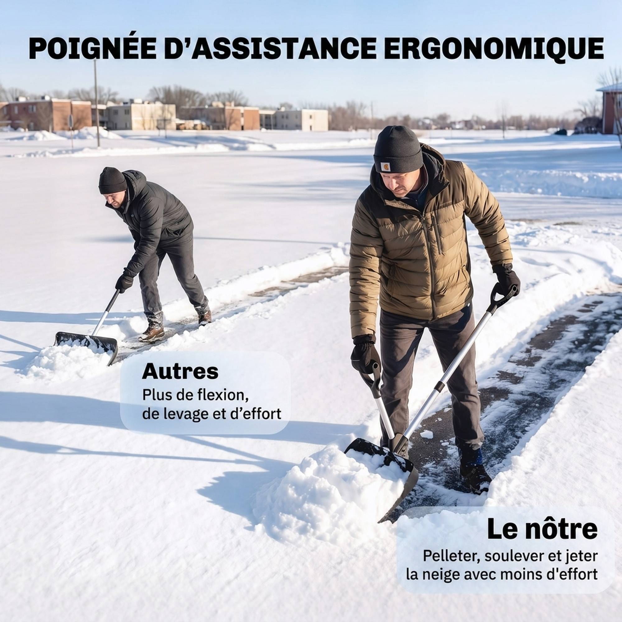 ComfortXL - Pelle à neige en aluminium et plastique noir lame 45 cm pour allées avec double poignée et manche amovible - Image 4