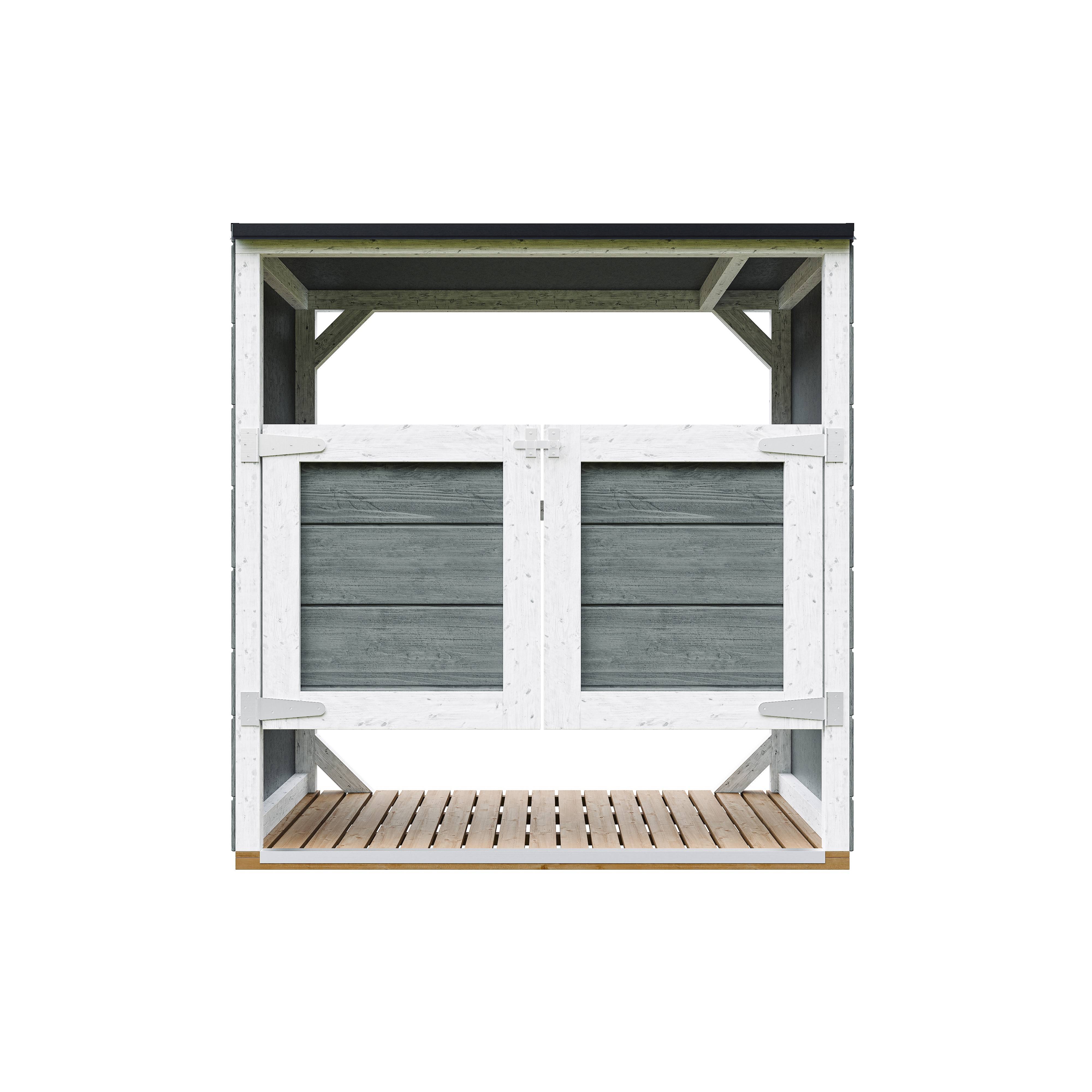 Timbela - Abri de jardin pour poubelles, Cache poubelle extérieur 1,14 m² / 2x240L - Timbela M980A-CAVERN STEEL - Image 1