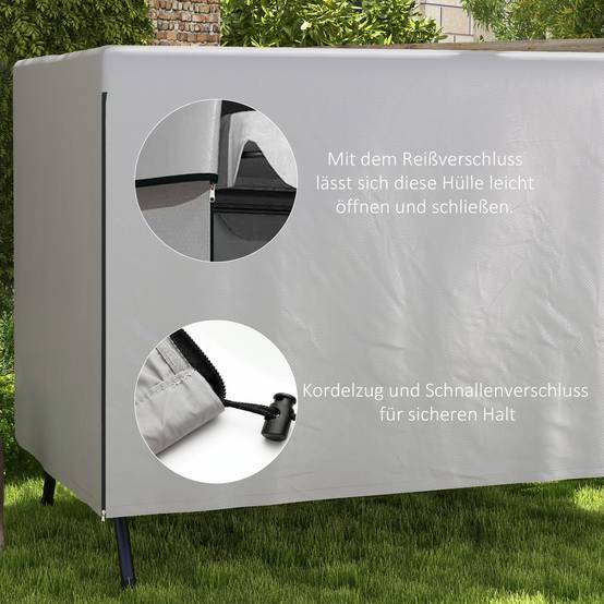 Housse de protection Polyéthylène pour meubles de jardin Imperméable 215x155x150cm Gris - ComfortXL Outdoor Living - Image 7