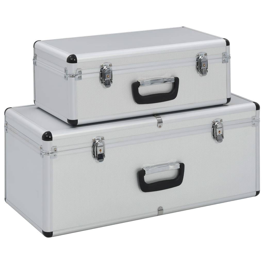 Helloshop26 - Boîtes de rangement 2 pièces argenté aluminium - Image 1