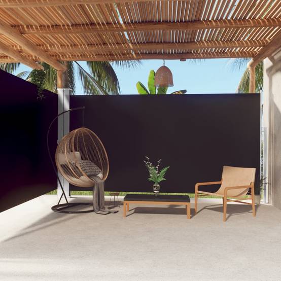 Store Banne - Auvent latéral rétractable Noir 200x600 cm - MEUBLE PRO-JU4933 - Image 2