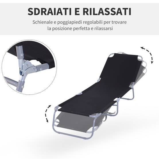 Chaise longue de jardin pliante en métal et tissu Oxford respirant - Image 5