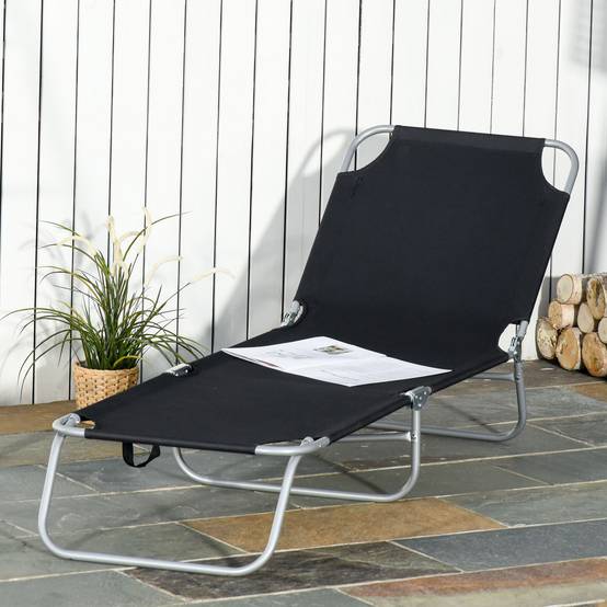 Chaise longue de jardin pliante en métal et tissu Oxford respirant - Image 2