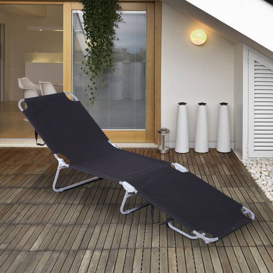 Chaise longue de jardin pliante en métal et tissu Oxford respirant - Image 3