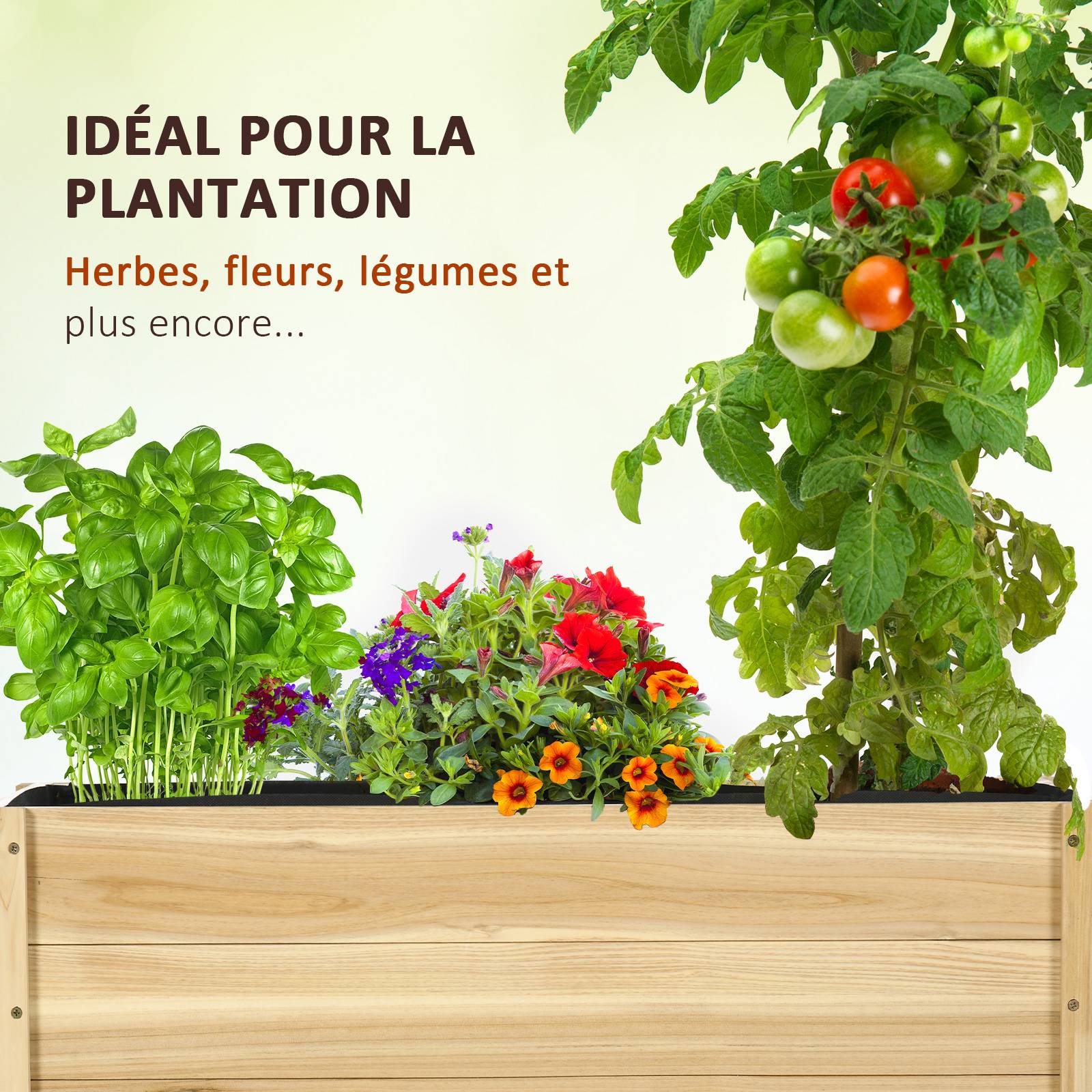 Jardinière sur roulettes bois sapin balcon terrasse culture légumes 89x48x47cm - ComfortXL Outdoor Living - Image 6