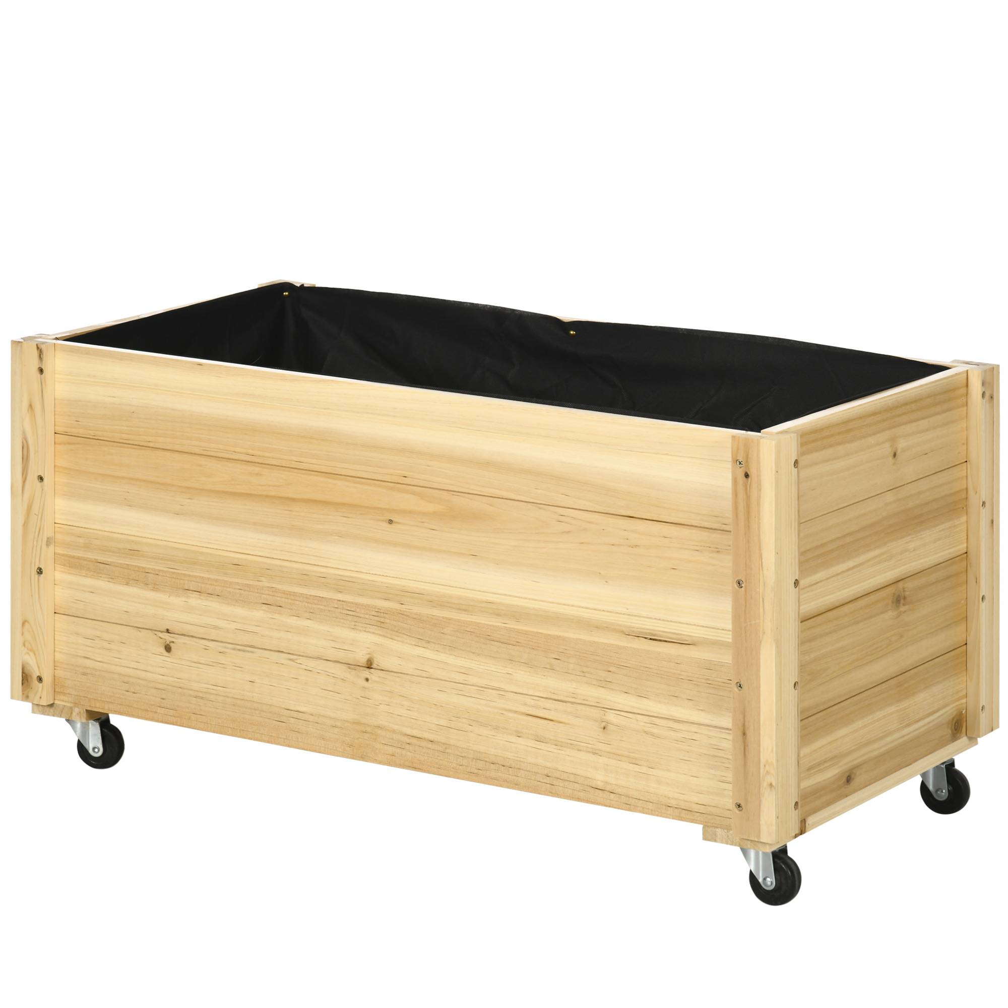 Jardinière sur roulettes bois sapin balcon terrasse culture légumes 89x48x47cm - ComfortXL Outdoor Living - Image 2