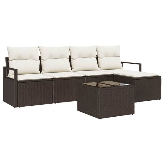 Vidaxl - Ensemble de Canapés 6 pcs Marron et Crème polyrotin vidaXL 3355017 - Image 2