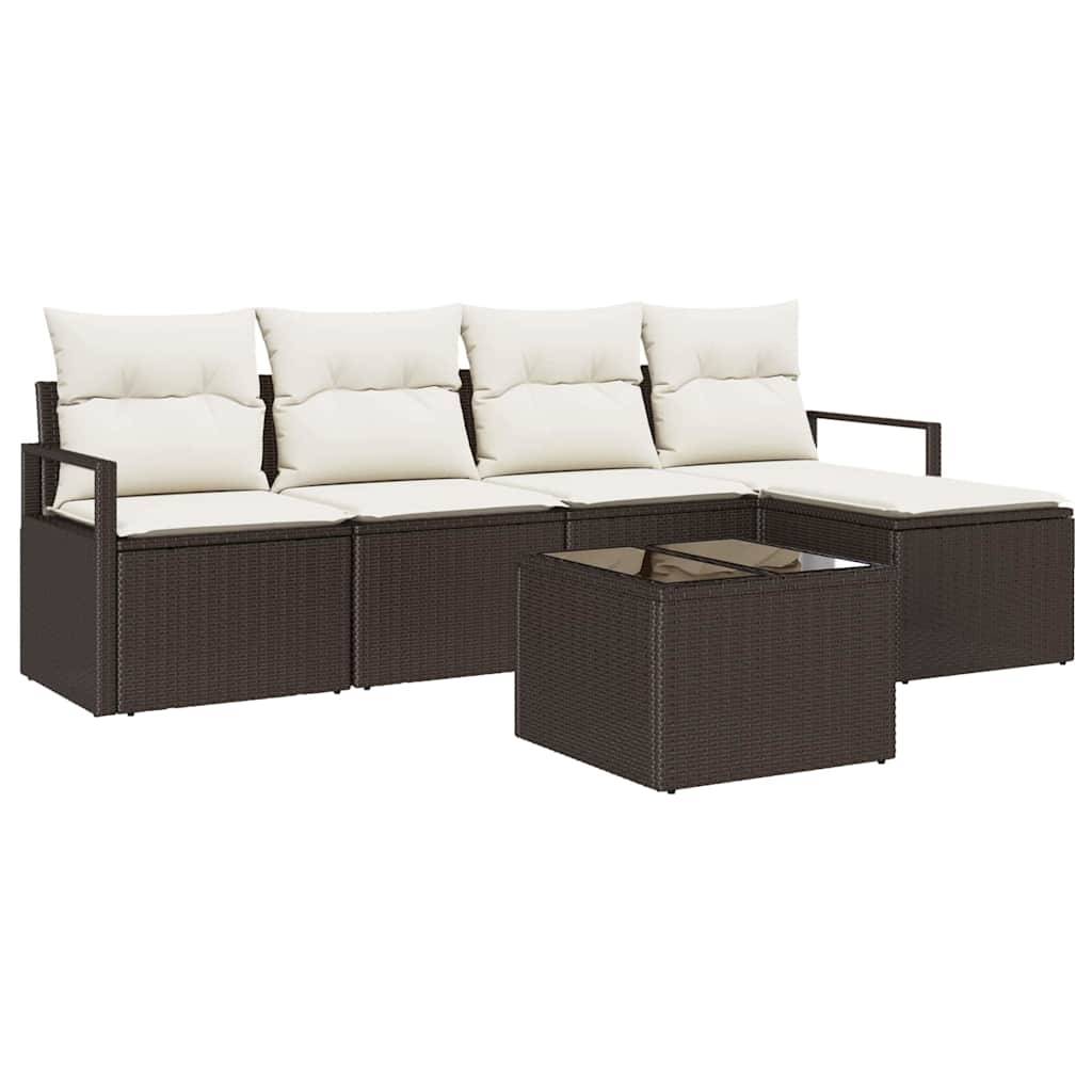 Vidaxl - Ensemble de Canapés 6 pcs Marron et Crème polyrotin vidaXL 3355017 - Image 2