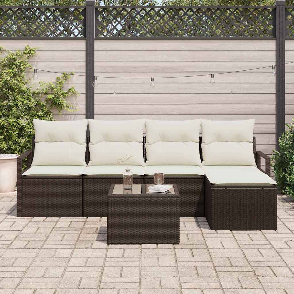 Vidaxl - Ensemble de Canapés 6 pcs Marron et Crème polyrotin vidaXL 3355017 - Image 4