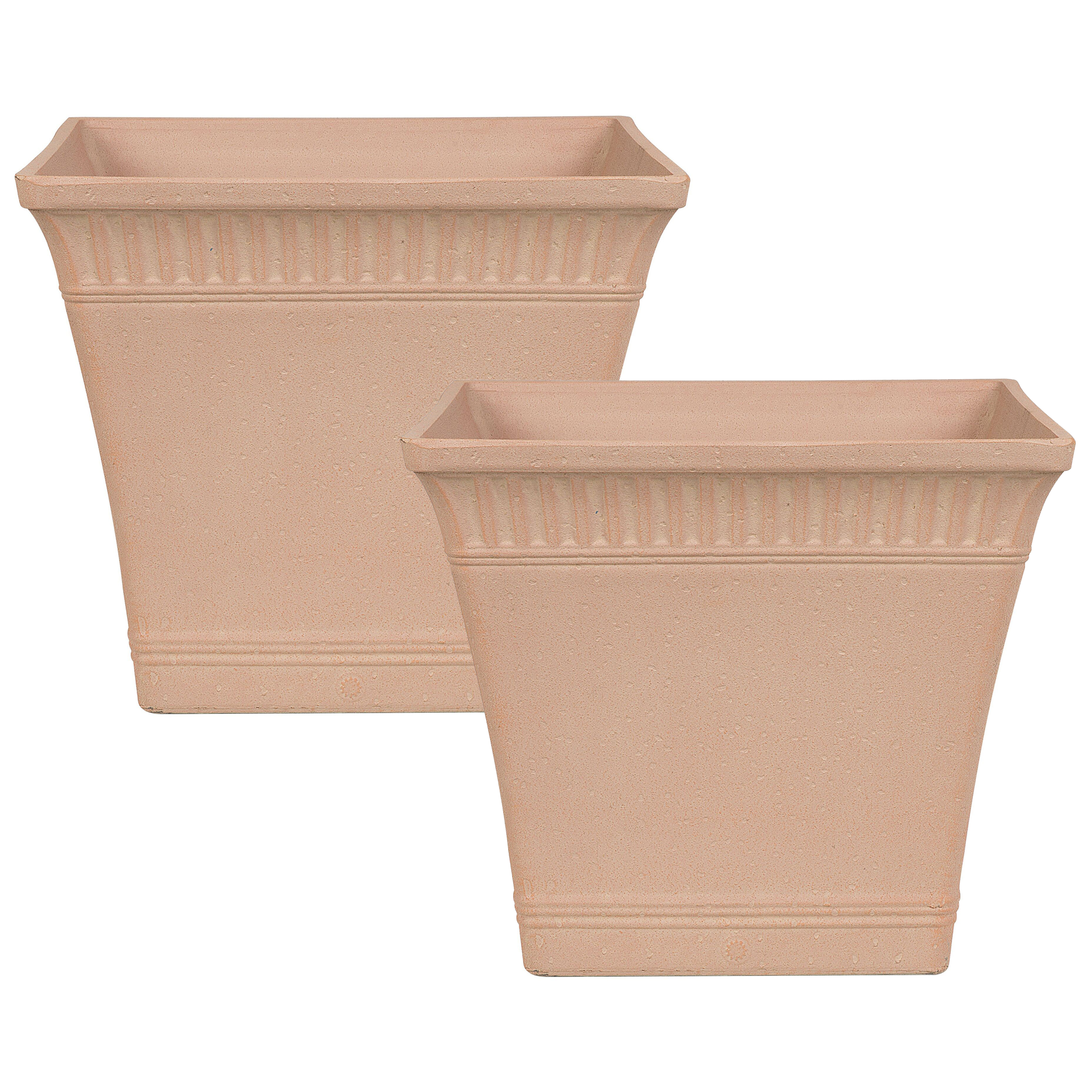 Beliani - Cache-Pots Roses en Pierre et Polyrésine 41 x 41 x 36 cm Pot de Fleurs de Style Ancien pour Extérieur et Intérieur - Image 1